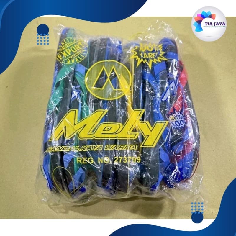 1pack Sandal Jepit Melly Seri UK 9, 9.5, 10, 10.5 isi 6 pcs