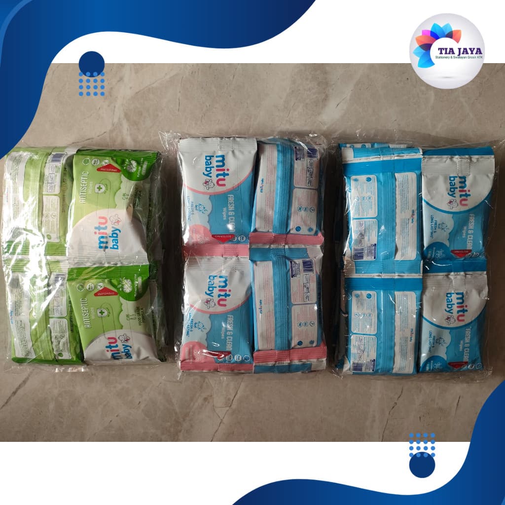Tisu Basah Mitu Baby Travel Pack 1 Renceng Isi 12 Pcs Antiseptic / Fresh & Clean Lembut Aman untuk Bayi