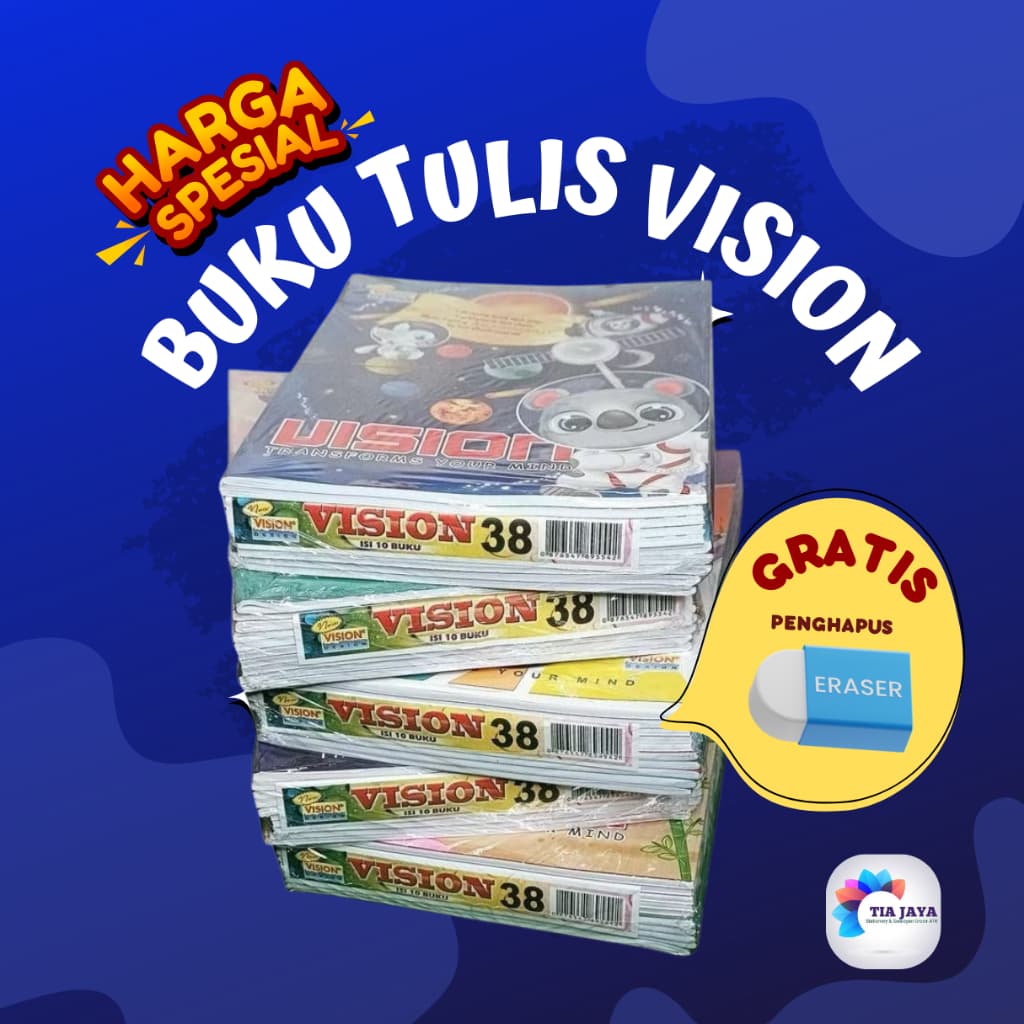 Buku tulis 38 lembar vision type super logos perpack isi 10 buah buku