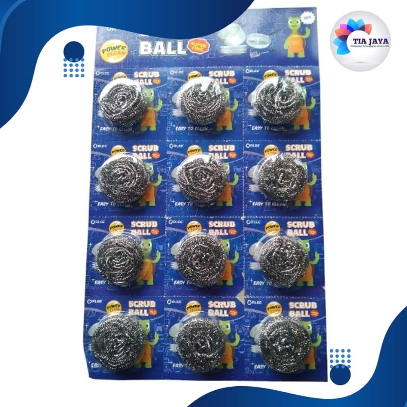 Gosok Panci Baja Stainless Scrub Ball T80 Orlee(12pcs)