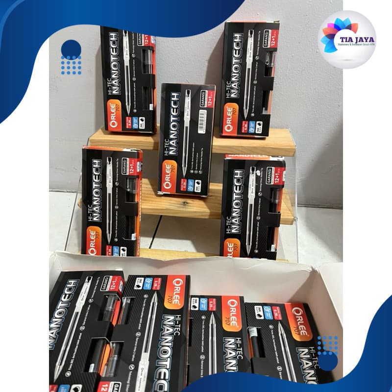 Pulpen ORLEE Hi-Tec 707 – Bolpen Tinta Halus Isi Banyak 12+1pcs untuk Sekolah & Kantor