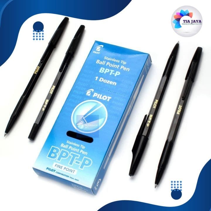 Pen Pilot BPT-P / Pulpen Pilot Murah / Bollpoint Warna Hitam 1Pack isi 12 pcs