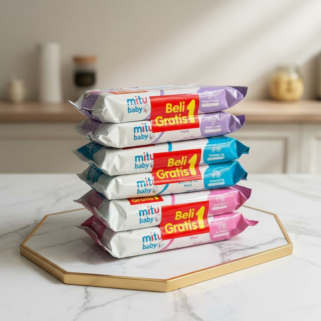 1pack Tisu Basah Mitu Baby Ganti Popok (isi 2pcs) - Free Packing Kardus