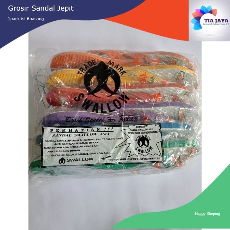 Grosir Sandal Jepit (1PACK) SWALLOW ORIGINAL SERI ISI 6PASANG UK 9-10.5