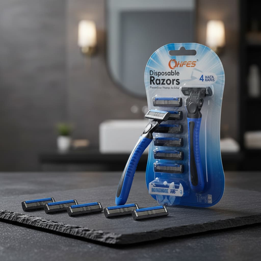 Alat Cukur Kumis & Jenggot Disposable Razors 4 Mata Pisau - Pisau Cukur Set Refill Premium Sharp & Smooth